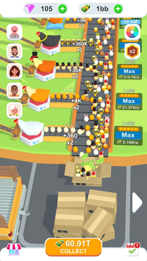 Gameplay of Idle Egg Factory